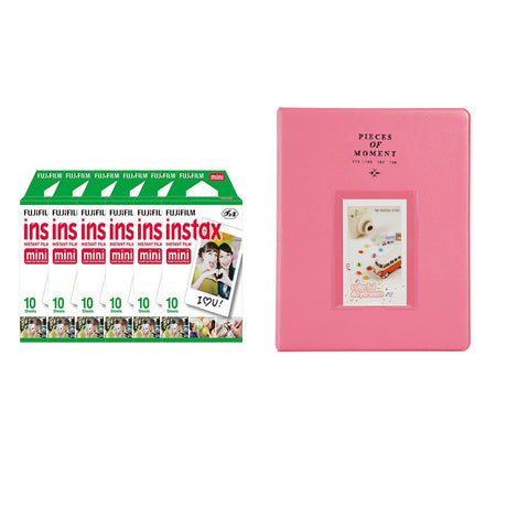 Fujifilm Instax Mini 6 Pack 10 Sheets Instant Film With 128-sheet Album for mini film (FLAMINGO PINK)