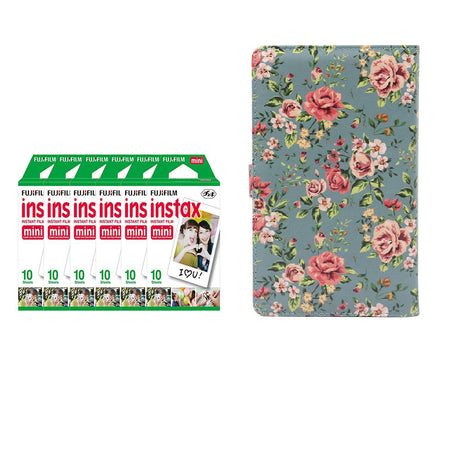 Fujifilm Instax Mini 6 Pack 10 Sheets Instant Film with 96-sheet Album for mini film Blue rose