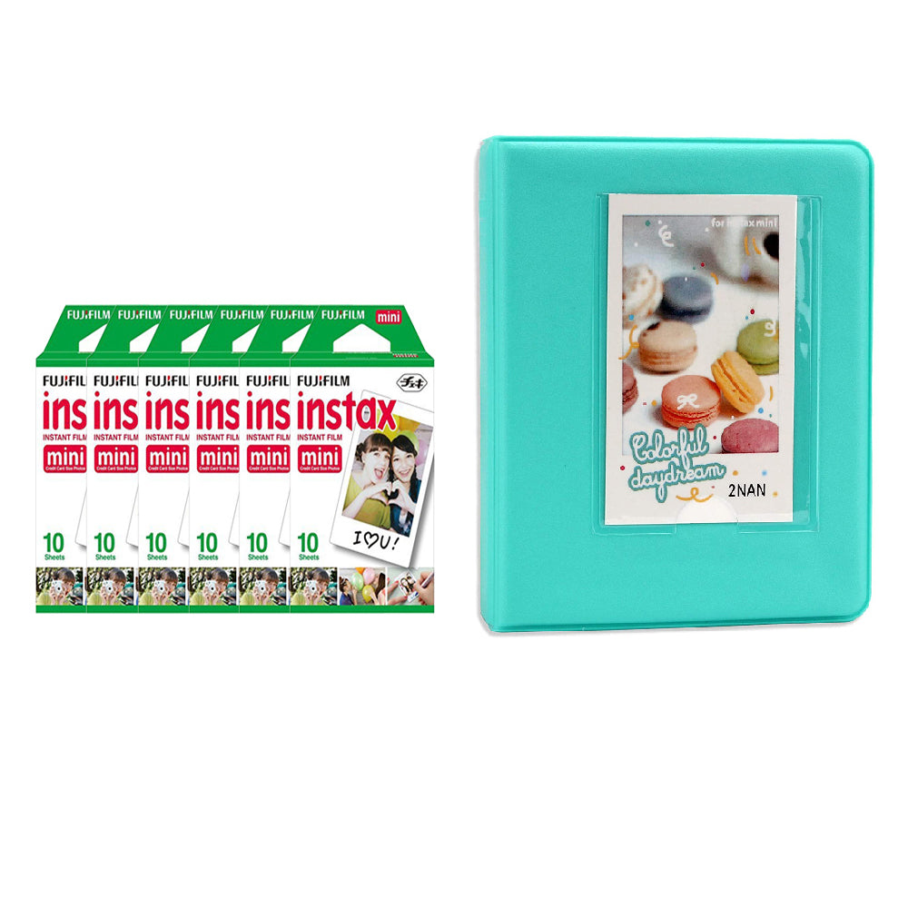 Fujifilm Instax Mini 6 Pack of 10 Sheets Instant Film with Instax Time Photo Album 64-Sheets (Mint Green)