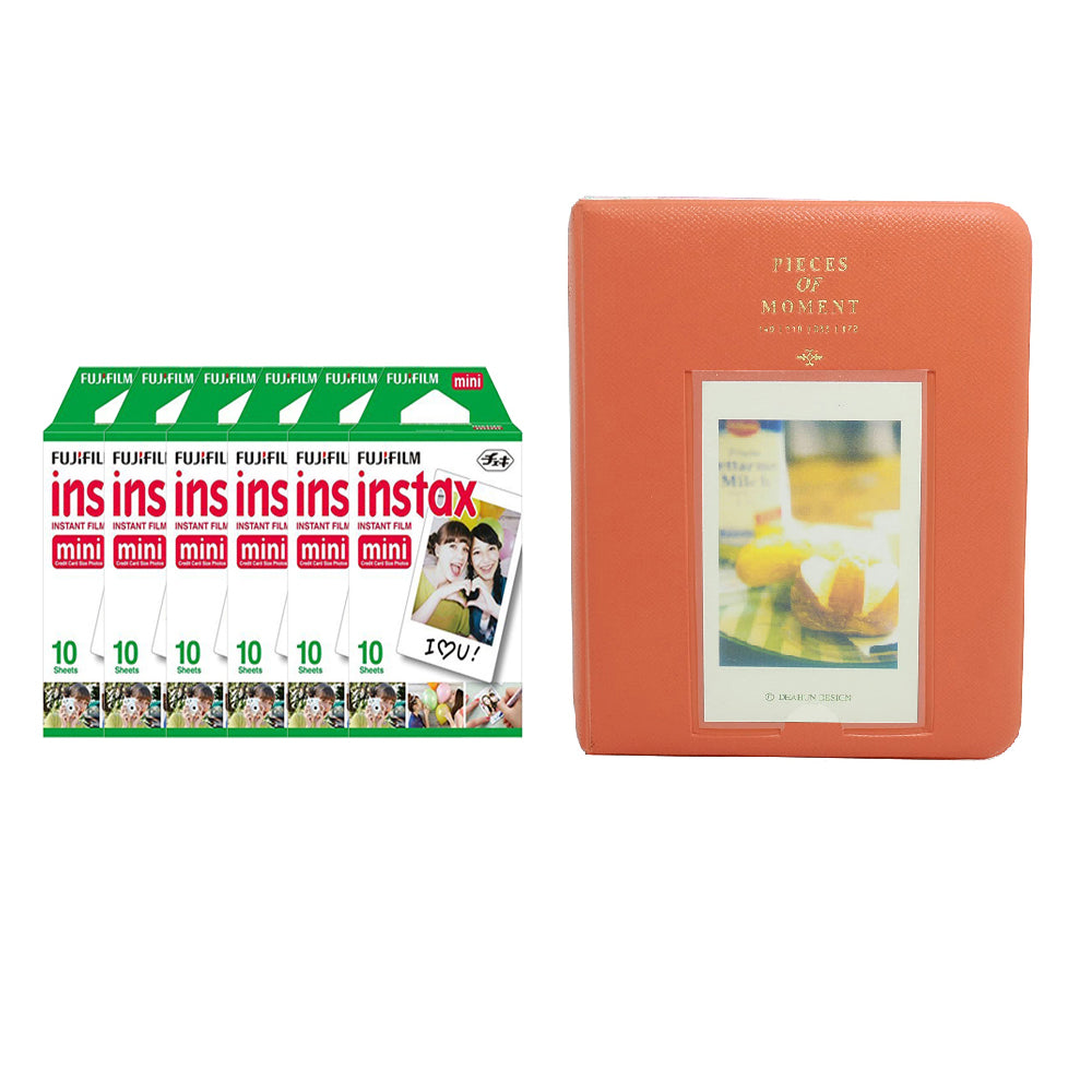 Fujifilm Instax Mini 6 Pack of 10 Sheets Instant Film with Instax Time Photo Album 64-Sheets Orange