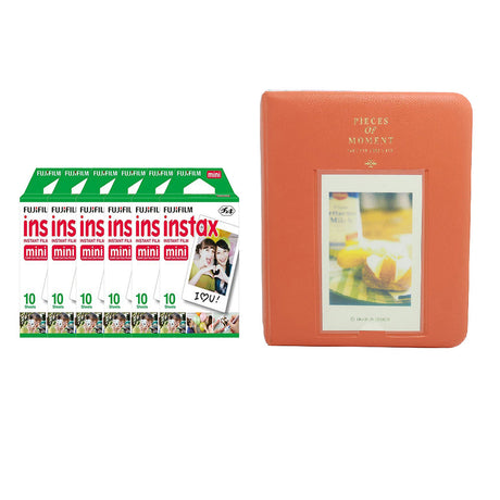 Fujifilm Instax Mini 6 Pack of 10 Sheets Instant Film with Instax Time Photo Album 64-Sheets Orange