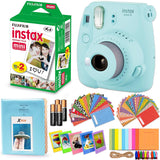 Fujifilm Instax Mini 9 Instant Camera (Ice Blue) + Accessory Kit, Includes: INSTAX Mini Instant Film (20 pack) + 120 Assorted Sticker, Plastic & Paper Frames + Photo Album + 4 AA Batteries + MORE