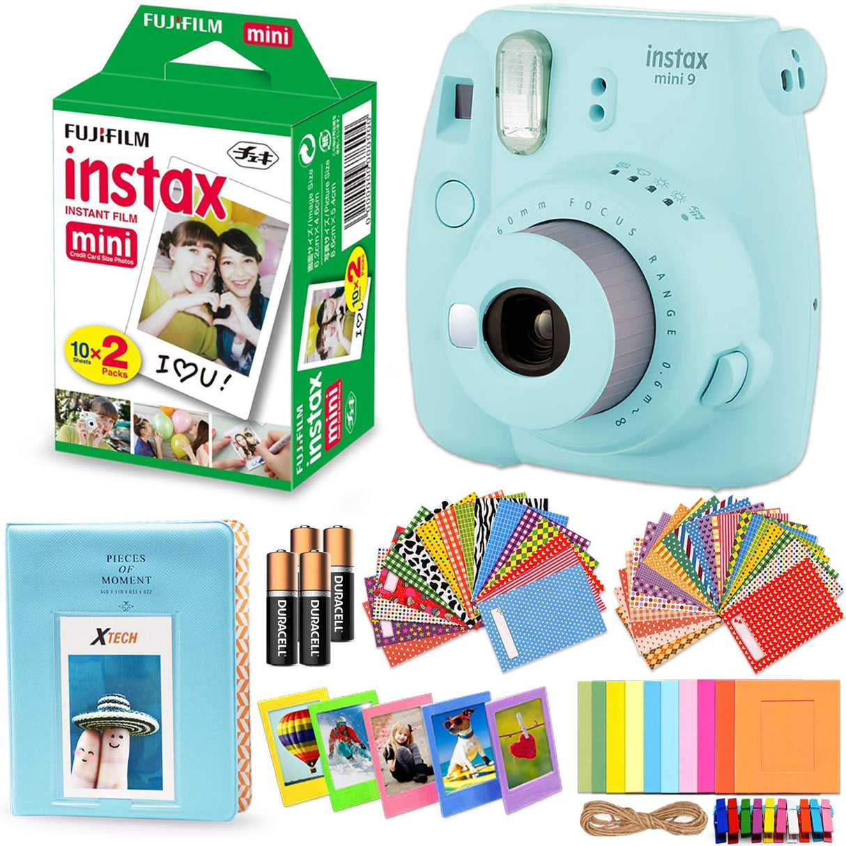 Fujifilm Instax Mini 9 Instant Camera – 10 Pack Accessory  Camera Bundle – 20 Instax Film – Camera Case – Instax leather Album - 4 AA  Rechargeable Batteries & Charger - And Much More (1 Year Warranty) :  Electronics