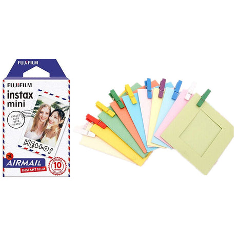 Fujifilm Instax Mini Airmail Film With Simple Hanging Paper Photo Frame - 10 Exposures