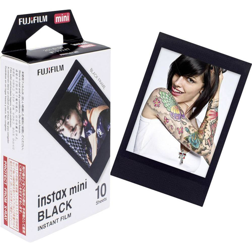 Fujifilm Instax Mini Black Film With Simple Hanging Paper Photo Frame - 10 Exposures