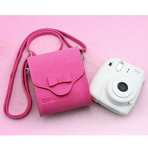 CAIUL Universal Carry Camera Bag With Shoulder Strap for Instant Camera, Compact Camera,Smartphone Printer Pink