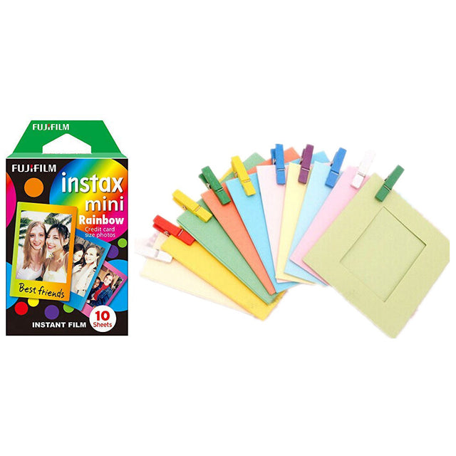 Fujifilm Instax Mini Rainbow Film With Simple Hanging Paper Photo Frame - 10 Exposures