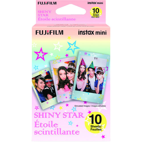 Fujifilm Instax Mini Shiny Star Film With Simple Hanging Paper Photo Frame - 10 Exposures