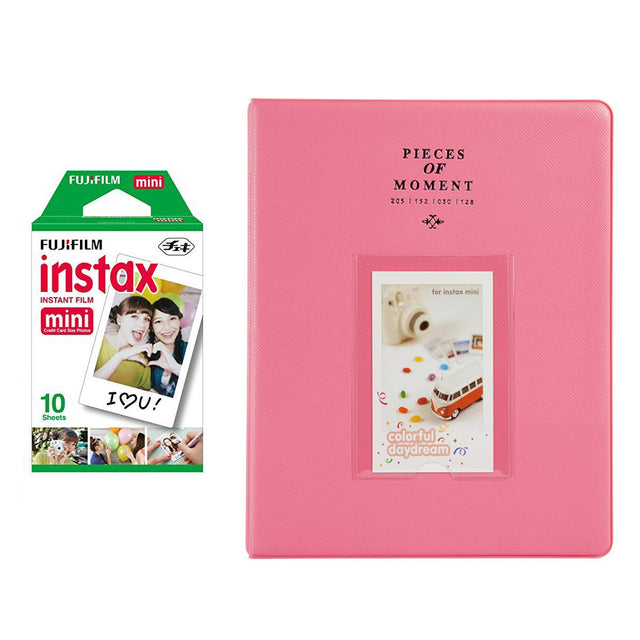 Fujifilm Instax Mini Single Pack 10 Sheets Instant Film With 128-sheet Album for mini film (FLAMINGO PINK)