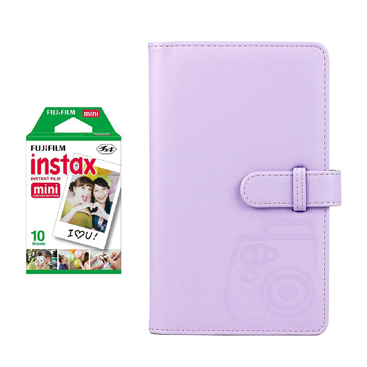 Fujifilm Instax Mini Single Pack 10 Sheets Instant Film with 96-sheet Album for mini film Lilac purple