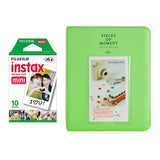 Fujifilm Instax Mini Single Pack 10 Sheets Instant Film with Instax Time Photo Album 64 Sheets Lime green