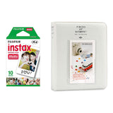 Fujifilm Instax Mini Single Pack 10 Sheets Instant Film with Instax Time Photo Album 64 Sheets Ice white
