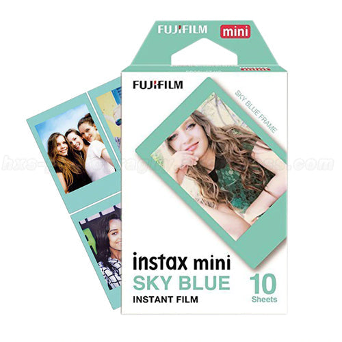 Fujifilm Instax Mini Sky Blue Film With Simple Hanging Paper Photo Frame - 10 Exposures