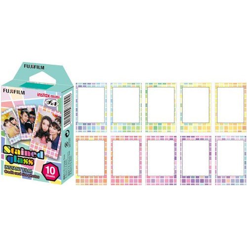 Fujifilm Instax Mini Stained Glass Film With Simple Hanging Paper Photo Frame - 10 Exposures