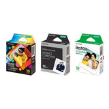 Fujifilm Instax Square Film 3 Pack Bundle (30 Sheets) with Normal White Border, Monochrome & Rainbow Instant Film