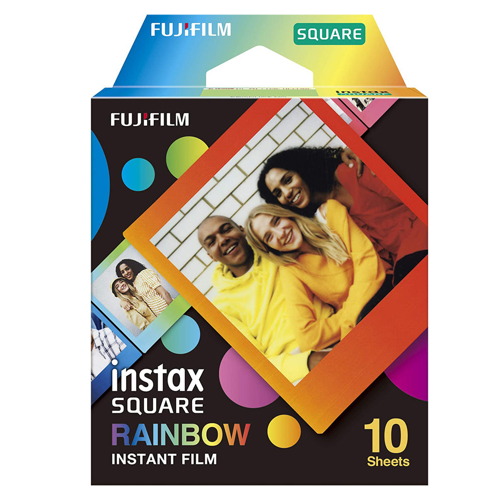 Fujifilm Instax Square Film 3 Pack Bundle (30 Sheets) with Normal White Border, Monochrome & Rainbow Instant Film