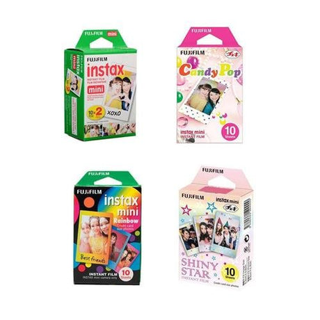 Fujifilm instax mini Film Bundle Consists of Daylight Film 20 Pack, Rainbow 10 Pack, Shiny Star 10 Pack, Candy Pop 10 Pack