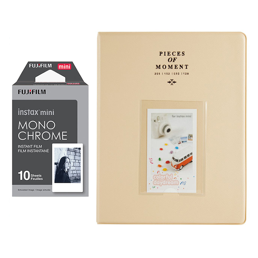 Fujifilm Instax Mini 10X1 Monochrome Instant Film With 128-sheet Album for mini film (beige)