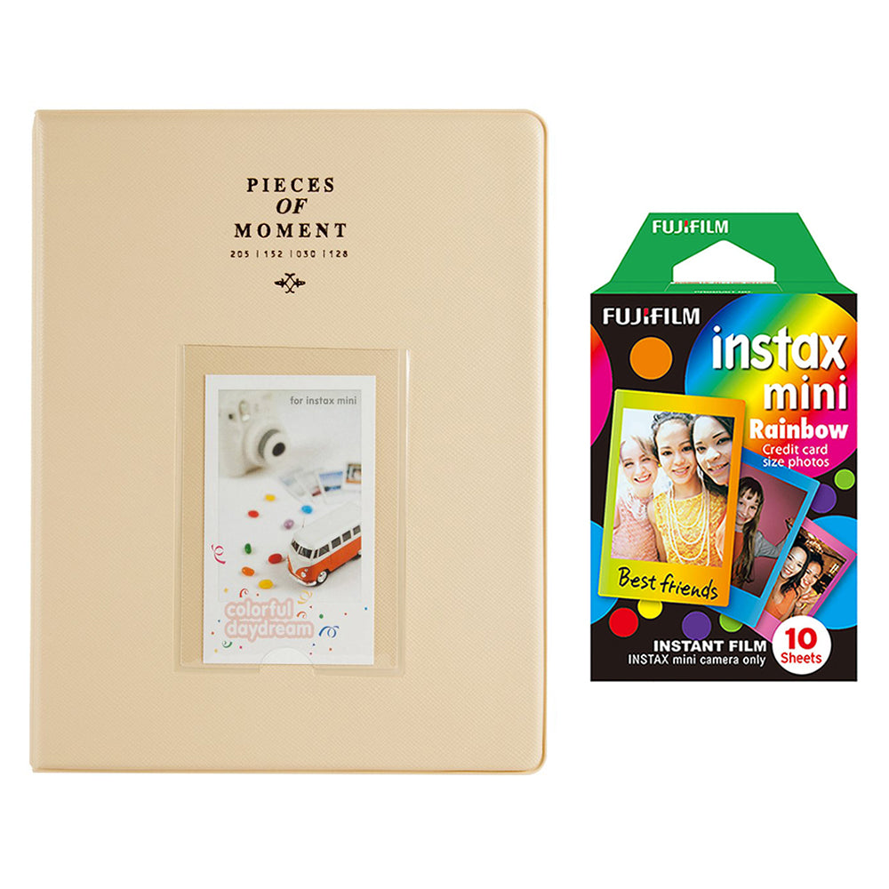 Fujifilm Instax Mini 10X1 rainbow Instant Film With 128-sheet Album for mini film Beige