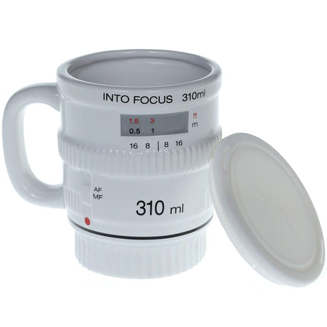 Into Focus Black Camera Lens Mug,White