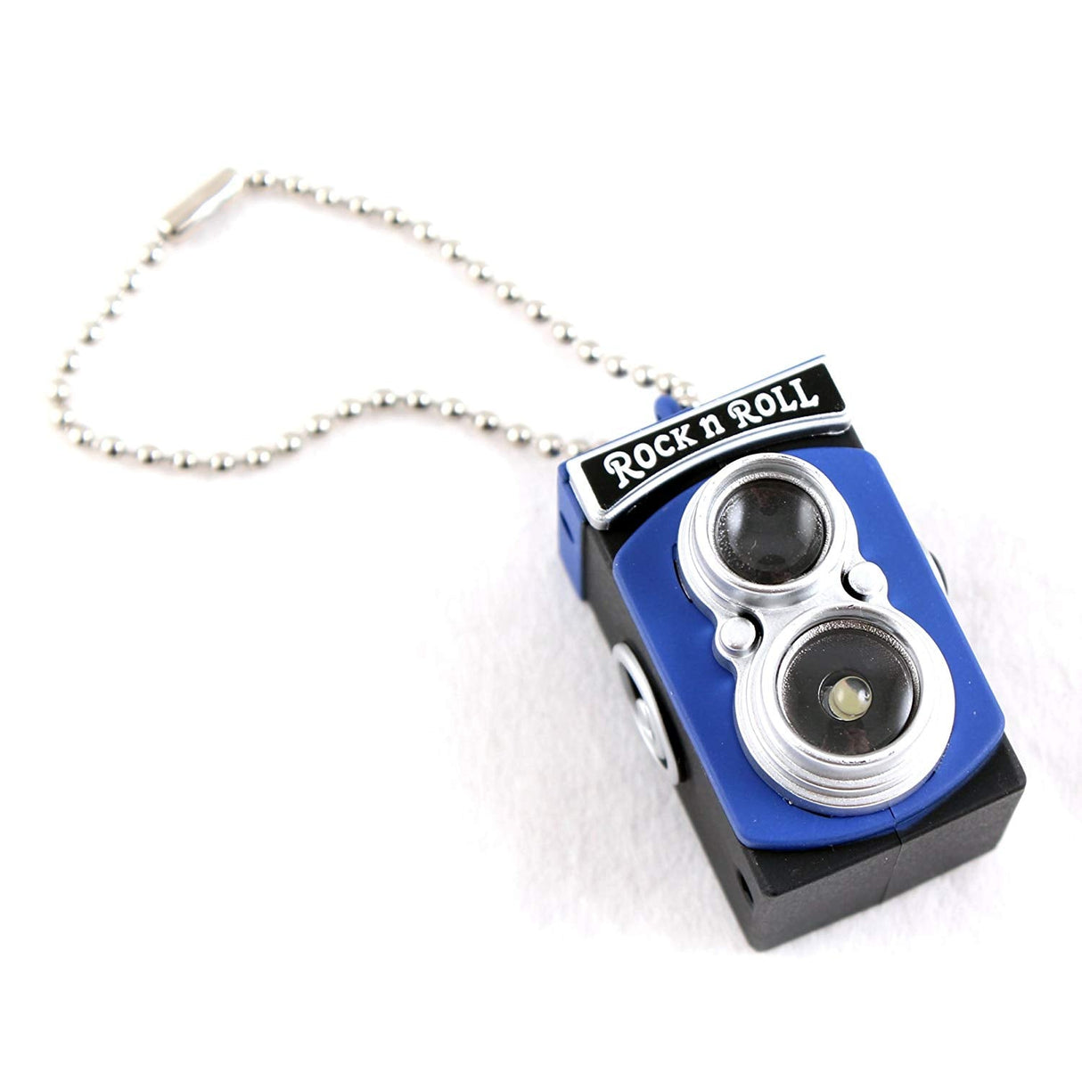 Mini Vintage Camera Toy Keychain Keyring with Flash Torch Charm Decoration BLUE