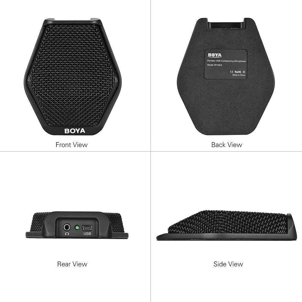 BOYA BY-MC2 Super-cardioid Condenser Conference Microphone with 3.5mm Audio Jack & 5V USB Interface 16ft Pickup Distance for Conference Room Seminars and Other Occasions