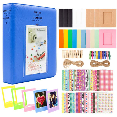 ZENKO 2x3 Inch Photo Paper Film Album Set for Instax Mini Camera, Polaroid Snap, Z2300, SocialMatic Instant Cameras & Zip Instant Printer (64 Pockets) Cobalt Blue