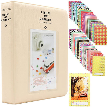 ZENKO 64 Pockets Mini Photo Album for Fujifilm Instax Mini 11 7s 8 8+ 9 25 26 50s 70 90 Instant Camera & Name Card (64 Pockets) Beige