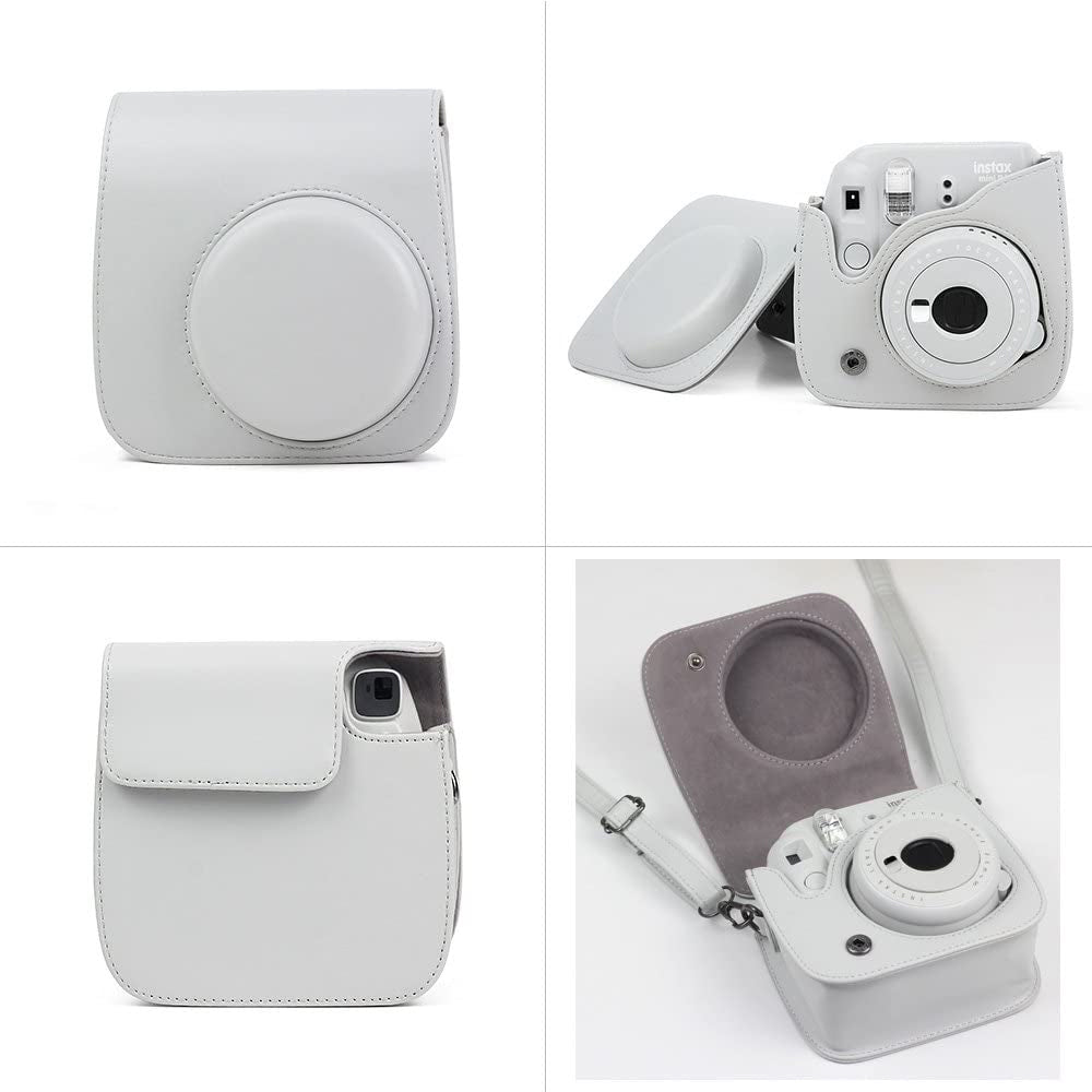 ZENKO Instax Mini 9/8 Camera Accessories Kit: Hand Strap/Film Album/Selfie Lens/Hanging + Creative Frames/Photo Stickers/Camera Sticks (Ash White kit)