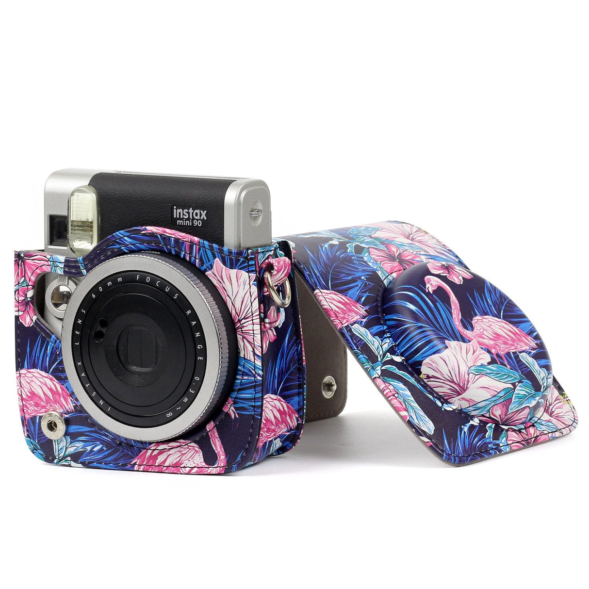 ZENKO Instax Mini 90 Instant Camera PU Case Black flamingo