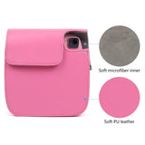 ZENKO Mini Camera Case for Instax Mini 9 8 8+ Instant Film Camera Premium PU Leather with Shoulder Strap Flamingo Pink