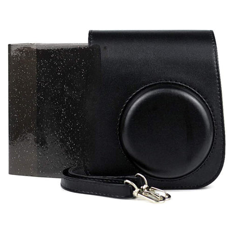 ZENKO Premium Leather Cover Protective Case Camera Bag with Removable Strap, Photo Album Compatible for Instax Mini 11 Instant Camera Black