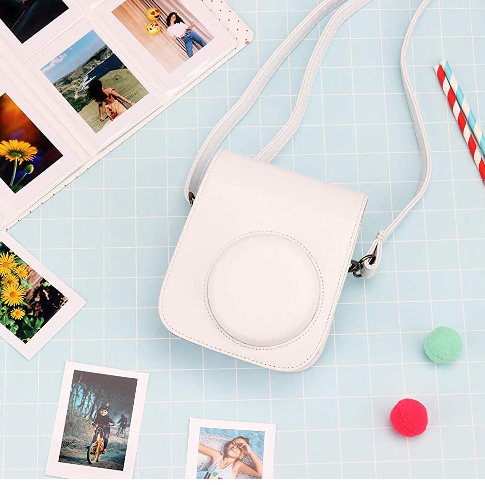 ZENKO Protective & Portable Case Compatible with Instax Mini 11 Instant Camera with Accessories Pocket and Adjustable Strap. (Ice White)