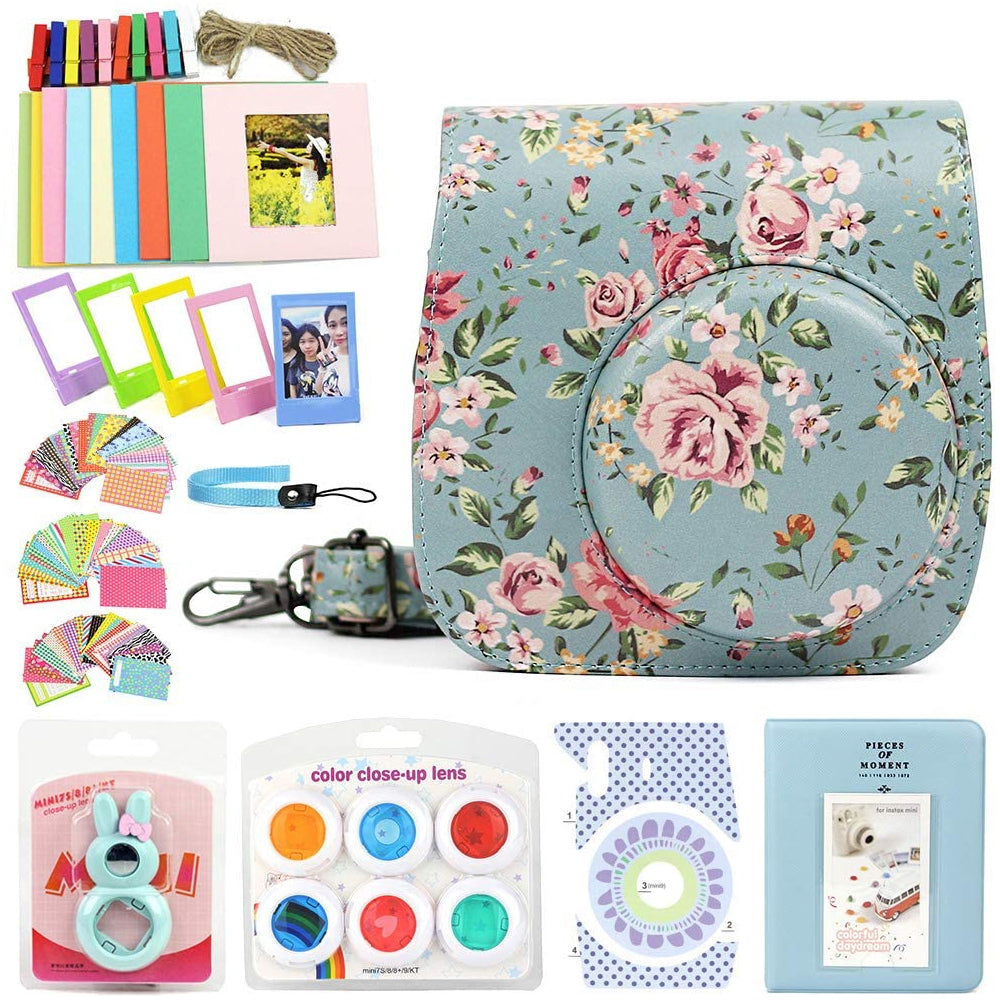 ZENKO for Instax Mini 9 8 Camera Accessories kit Bundle, Includes; Instax Instant Camera Case + Album + Frames & Stickers + Lens Filters + More