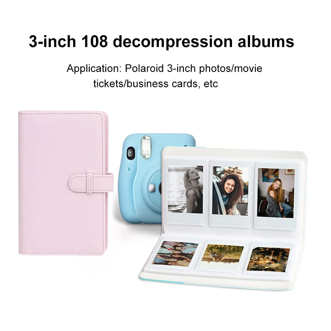 Zikkon Instax Mini Compatible 108 sheet Album for Fujifilm Instax Mini Film Blossom Pink