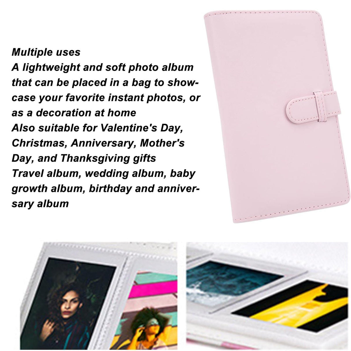 Zikkon Instax Mini Compatible 108 sheet Album for Fujifilm Instax Mini Film Blossom Pink