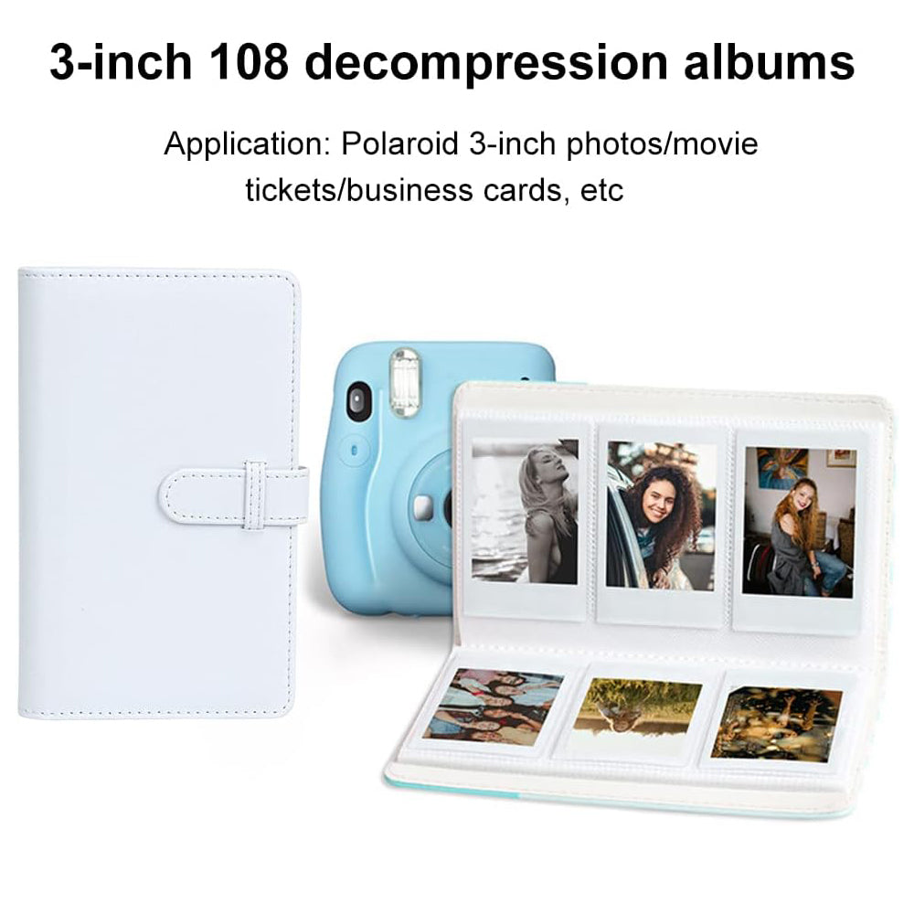 Zikkon Instax Mini Compatible 108 sheet Album for Fujifilm Instax Mini Film Clay White