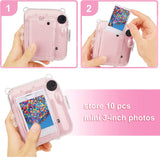 Zikkon Instax Mini 12 Hard Carrying Protective Case with Shoulder Straps and Stickers Decoration Set Blossom Pink