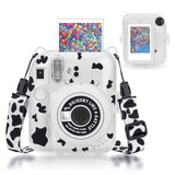 Zikkon Instax Mini 12 Hard Carrying Protective Case with Shoulder Straps and Stickers Decoration Set Clay White