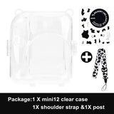 Zikkon Instax Mini 12 Hard Carrying Protective Case with Shoulder Straps and Stickers Decoration Set Clay White