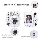 Zikkon Instax Mini 12 Hard Carrying Protective Case with Shoulder Straps and Stickers Decoration Set Clay White
