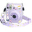 Zikkon Instax Mini 12 Hard Carrying Protective Case with Shoulder Straps and Stickers Decoration Set Lilac Purple