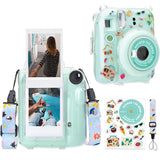 Zikkon Instax Mini 12 Hard Carrying Protective Case with Shoulder Straps and Stickers Decoration Set Mint Green
