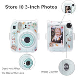 Zikkon Instax Mini 12 Hard Carrying Protective Case with Shoulder Straps and Stickers Decoration Set Mint Green