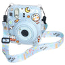 Zikkon Instax Mini 12 Hard Carrying Protective Case with Shoulder Straps and Stickers Decoration Set Pastel Blue