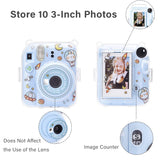 Zikkon Instax Mini 12 Hard Carrying Protective Case with Shoulder Straps and Stickers Decoration Set Pastel Blue