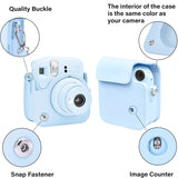 Zikkon Instax Mini 12 Protective Camera Case PU Leather Carrying Bag Pastel Blue