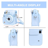 Zikkon Instax Mini 12 Protective Camera Case PU Leather Carrying Bag Pastel Blue