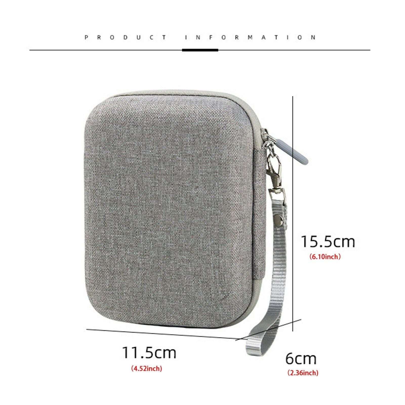 Zenko Instax Mini Evo Instant Camera Mini Link 2 Smartphone Printer Bag Accessories Protector Hard Case Lanyard (gray)