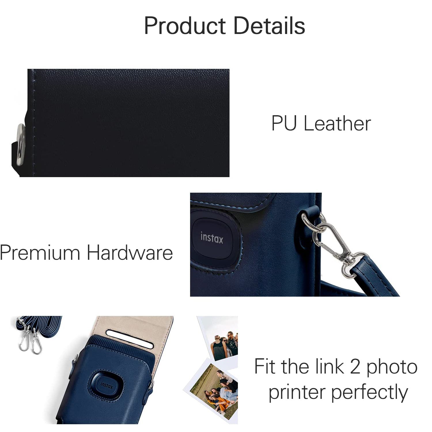 Zenko Instax Mini Compatible Link 2 Photo Printer PU Leather Protective Cover (Blue)